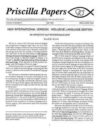 Priscilla Papers Autumn 1996 Volume 10 Issue 4