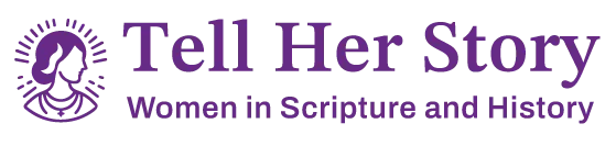 "Tell Her Story: Women in Scripture and History" conference logo.
