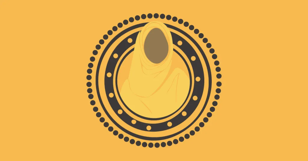 This is an illustration of a Black woman in a geometric circle.