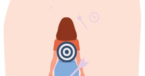 Illustration of a woman's back with a target on it.